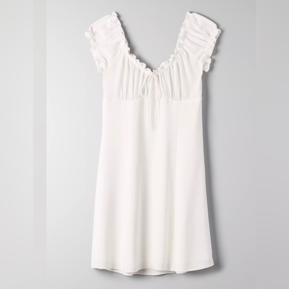 Aritzia Wilfred Savita White Mini Summer Bridal Vacation Dress Sz XXS, L - Picture 8 of 8